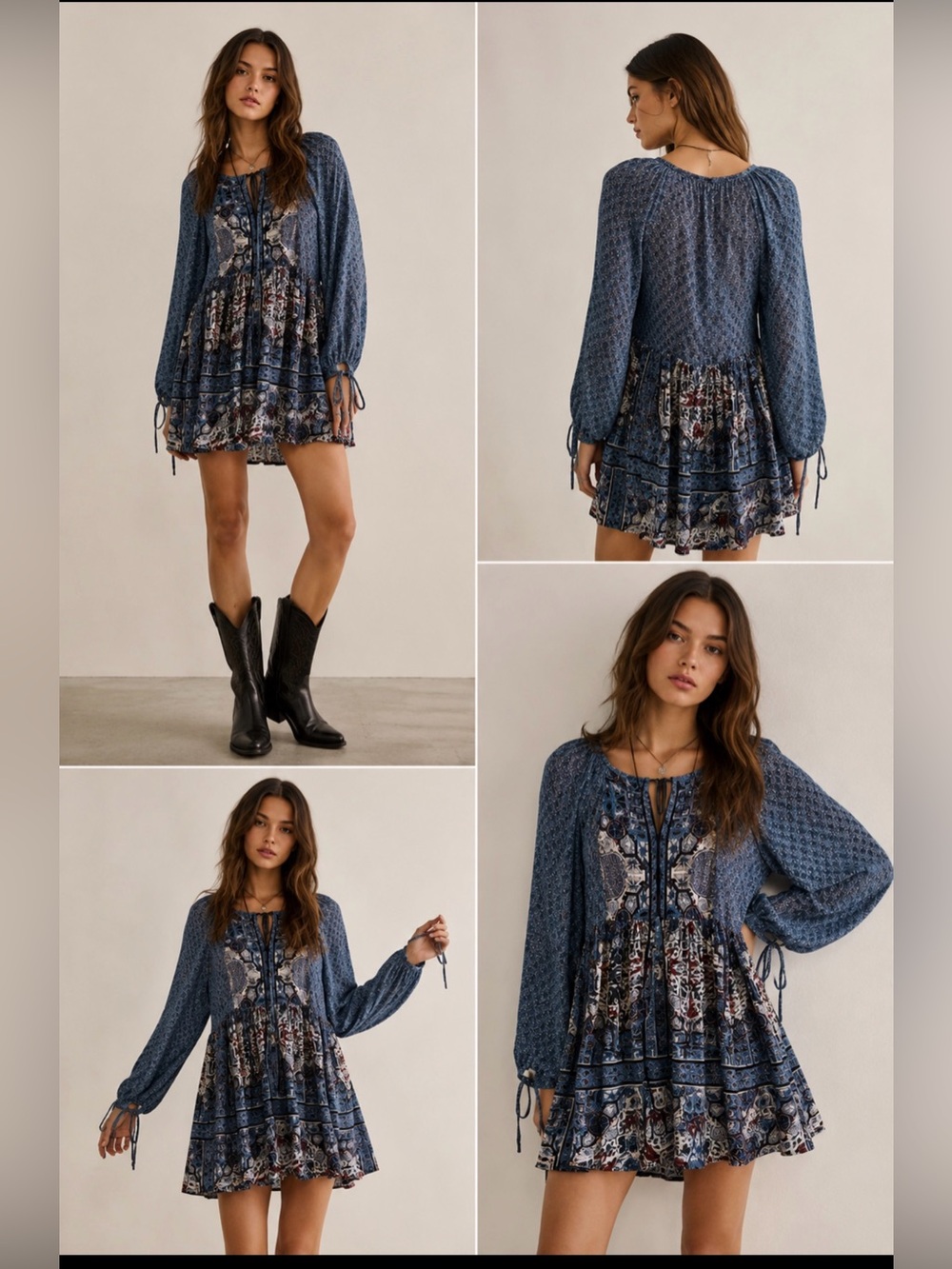 Free People boho long sleeve dress